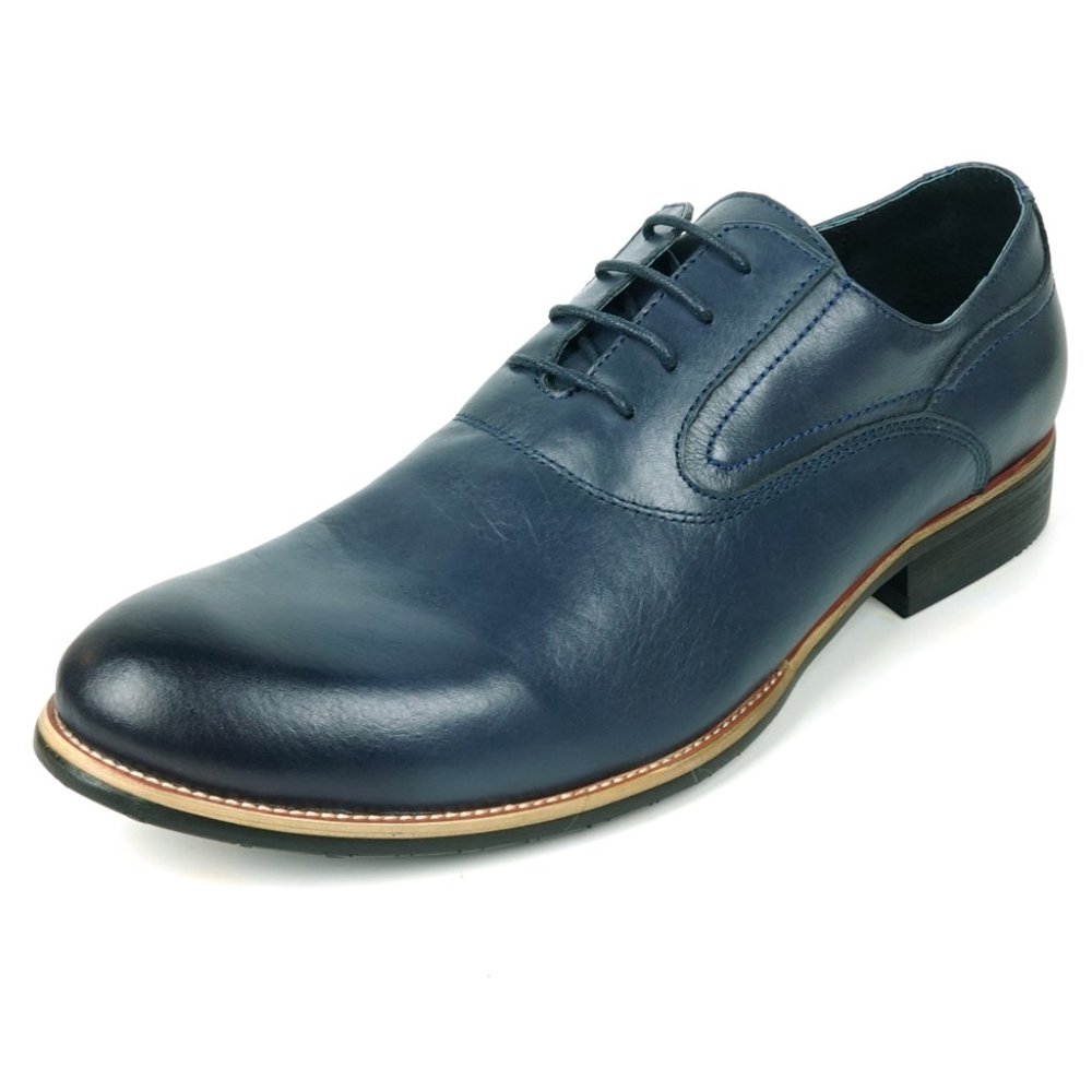 Encore by Fiesso FI-9053 Navy Leather lace up Shoes